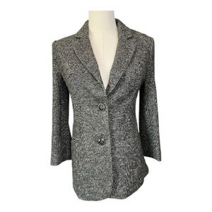EUC Cartonnier (Anthropologie) gray & black heather tweed knit blazer – size S